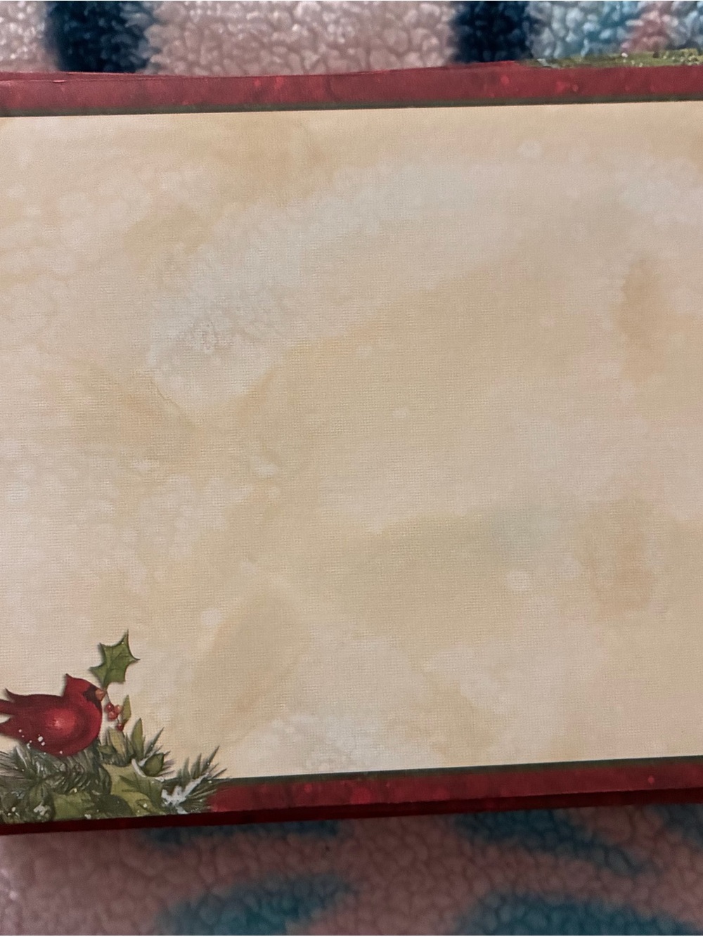 Festive Holiday Card or Stationery with Cardinal Accent - Red and Cream